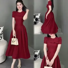 Đầm nữ đi tiệc dáng dài chất tuyết mưa đính nơ  Hàng cao cấp Size SM mặc đẹp Giá 390k Màu nâu tây + màu đỏ đô