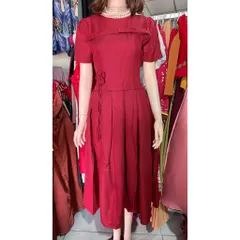 Đầm nữ đi tiệc dáng dài chất tuyết mưa đính nơ  Hàng cao cấp Size SM mặc đẹp Giá 390k Màu nâu tây + màu đỏ đô