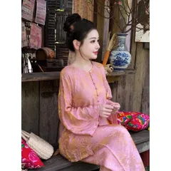 set áo và quần pháp phục bà ba cách tân tơ ánh xá , ánh kim