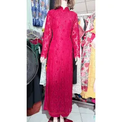Set áo dài ren siêu đẹp + quần Hàng có sẵn giao ngay Đủ size SMLXL Màu đỏ đô Giá 450k/ cả set gồm áo dài + quần
