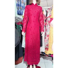 Set áo dài ren siêu đẹp + quần Hàng có sẵn giao ngay Đủ size SMLXL Màu đỏ đô Giá 450k/ cả set gồm áo dài + quần