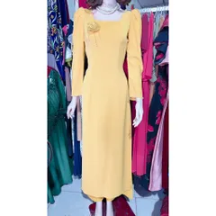 Áo Dài Truyền Thống Vải Lụa Mỹ, Cổ vuông Đính Hạt Cổ,Tay Trẻ Trung, Thủ Công  Giá 390k/ cả set gồm áo dài kèm quần