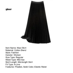 Chân Váy Maxi màu đen trơn Váy Maxi xếp ly cạp cao sang trọng Giá 250k Hàng có sẵn giao ngay Size SMLXL Eo dứoi 82cm