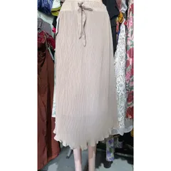 Chân Váy  dập  li  2 lớp  chun eo co giãn dễ mặc chất liệu vải voan chiphon  dài  váy 77cm Hàng có sẵn giao ngay