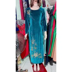Áo dài nhung đính kết siêu đẹp Hàng có sẵn giao ngay Giá 490k/ áo dài ( quần 100k/ cái) Eo dưới 110cm mặc đẹp