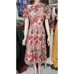 đầm thiết kế, đầm hoa hồng đỏ, cổ vát lệch vai siêu đẹp Giá 390k Hàng có sẵn giao ngay LXL Đủ size SMLXL Đúp lót