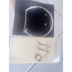 Vòng cổ choker cao cấp + khuyên tay + nhẫn đính đá zircon phong cách sang trọng quý phái  Hàng có sẵn giao ngay