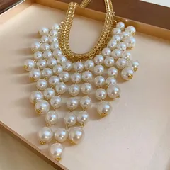 dây chuyền Phong cách Pháp thiết kế sáng tạo cảm giác xương đòn chuỗi ánh sáng sang trọng chữ ngọc tua rua vòng