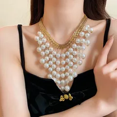 dây chuyền Phong cách Pháp thiết kế sáng tạo cảm giác xương đòn chuỗi ánh sáng sang trọng chữ ngọc tua rua vòng