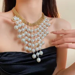 dây chuyền Phong cách Pháp thiết kế sáng tạo cảm giác xương đòn chuỗi ánh sáng sang trọng chữ ngọc tua rua vòng