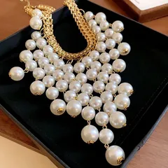 dây chuyền Phong cách Pháp thiết kế sáng tạo cảm giác xương đòn chuỗi ánh sáng sang trọng chữ ngọc tua rua vòng