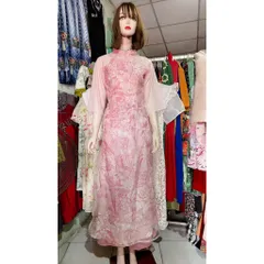 Áo Dài Cách Tân Voan Hoạ Tiết 4 Tà ,Áo Dài Đẹp Thanh Lịch Hàng có sẵn giao ngay L, eo dưới 76cm mặc đẹp Size SML