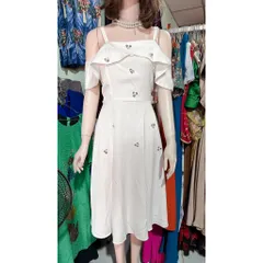 Đầm Dự Tiệc 2 Dây Trễ Vai Phối Đá Sang Trọng - Hàng có sẵn giao ngay  Size SMLXL màu trắng ( eo dưới 84cm)