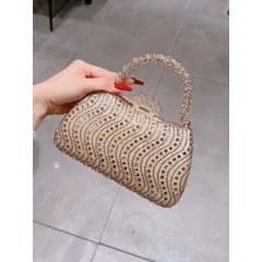 Túi cầm tay ngọc nhân tao đính lấp lánh cho tiệc kèm dây đeo chéo sang chảnh Hàng có sẵn giao ngay