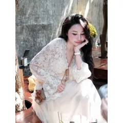 ao sơ mi ren bông tay dài siêu đẹp Hàng cao cấp Ren siêu đẹp Giá 290k, dễ phối đồ với quần và chân váy