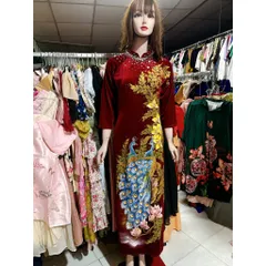 áo dài nhung vẽ tay thủ công