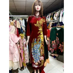 áo dài nhung vẽ tay thủ công