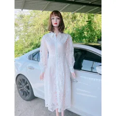 Đầm ren nổi màu trắng  Hàng cao cấp Giá 490k Đủ size Hàng có sẵn giao ngay, đúp lót 2 lớp