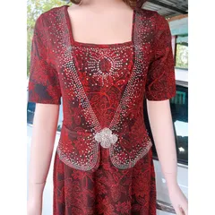 Đầm trung niên đi tiệc thun kim sa dáng vest che bụng bigsize 80kg, Đầm trung niên cho mẹ dự tiệc size lớn Giá 390k