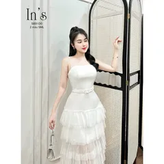 Đầm tầng 2 dây màu trắng Giá 390k, người ta đang bán 7xx Hàng có sẵn giao ngay M Chất liệu ren cao cấp Hàng chính chủ