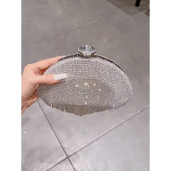 Túi đi tiệc Đá Tua Rua, đính đá sáng lấp lánh size 22cm Hàng có sẵn giao ngay Màu đen , trắng, gold Giá 390k/ cái