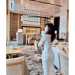 Đầm ren hoa hồng màu kem siêu đẹp Đủ size SMLXL Đúp lót 2 lớp Hàng có sẵn giao ngay Giá 399k
