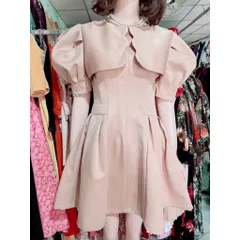 Đầm thiết kế cao cấp tay phồng vạt eo. chất liệu Tafta fine cao cấp, ít nhăn. màu hồng pastel ngọt ngào trẻ trung