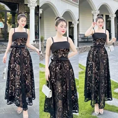 VÁY REN HOA VINTAGE CỘT EO DÂY PHỐI DÂY KÉP  Giá 420k Hàng có sẵn giao ngay Hàng ren cao cấp