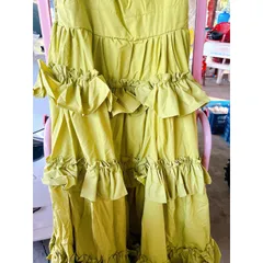 Đầm trễ vai chun eo dáng xòe  xanh bơ chất vải thô lụa Nhật váy xòe, chun trễ vai, chun eo, tạo độ ôm và thoải mái