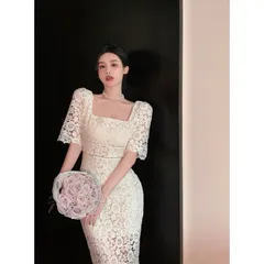 Đầm ren cao cấp - Vải Ren có lớp lót bên trong nên mặc không sợ bị ngứa nha - Vào các shop lớn thì em váy tiệc nào