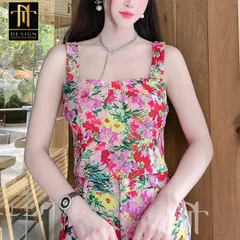 Set thô hoa áo 2s cúp ngực mix chân váy dài dáng A. Lên phom siêu xinh dễ mặc. Hàng 2 lớp màu nổi nét Size sml Xanh- hồg