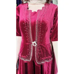 Đầm trung niên dạ hội nhung chính phẩm thiết kế giả vest giấu bụng tôn dáng,ép đá cao cấp sang trọng Giá 390k Màu đỏ đô
