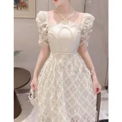ĐẦM MIDI NUDE REN XÔ HOA DÂY CHÉO CỔ Giá 390k Hang có sẵn giao ngay Màu kem Eo dưới 68cm mặc đẹp