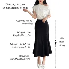 Chân Váy Đuôi Cá Dáng Dài Form Ôm Xòe tôn dáng siêu đẹp Chất Liệu Umi Hàn cao cấp,Co Giãn  Chiều dài chân váy 86cm