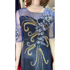Đầm dạ hội đính kết Hàng có sẵn giao ngay Eo dưới 100cm mặc đẹp Giá 390k, chất liệu co giãn dễ mặc