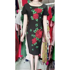 Đầm thêu hoa nổi, chất liệu tuyết mưa cao cấp, đúp lót 2 lớp Hàng có sẵn giao ngay L Đủ size SMLXL, eo dứoi 78cm mặc đẹp