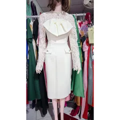 Đầm Dạ Tweed Nơ Ngực Phối Ren Dài Tay 2 màu kem Hàng có sẵn giao ngay L, eo dưới 78cm mặc đẹp Đủ size SML Giá 360k