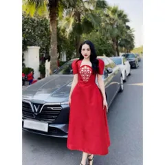 Đầm tacta thêu hoạ tiết cao cấp Nhìn là yêu ạ Chất tacta  Mặc siêu sang chảnh tôn dáng lun Hàng có sẵn giao ngay XL