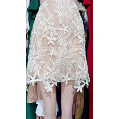 Chân Váy Ren Dài Ngang Gối Lưng Cao sang trọng Màu kem Đúp lót 2 lớp Hàng có sẵn giao ngay  Đủ size tới 80kg Giá 299k