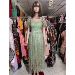 Đầm thiết kế hoa tơ dáng dài hot sang chảnh phù hợp đi làm đi chơi Giá 290k Hàng có sẵn giao ngay L Chất liệu tơ nhẹ