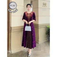 Mã đầm dạ hội (580)ép đá DMC - Chất Liệu: nhung phối nhũ . - size:58kg—>80kg. Hàng có sẵn giao ngay Giá 390k