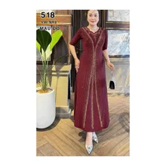 Đầm dạ hội chất nhũ đính đá co giãn cực tốt cho mẹ dự tiệc sang trọng bigsize dứoi  75KG mặc đẹp Hàng có sẵn giao ngay