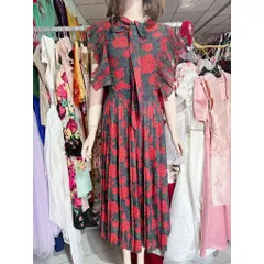 Đầm hoa hồng dập ly phía sau bo chun co giãn dễ mặc Dứoi 70kg mặc đẹp Hàng có sẵn giao ngay Giá 390k Hàng Quảng Châu