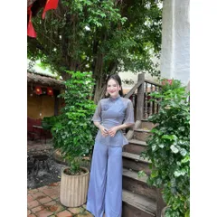 Sét bộ đồ Lam Pháp phục đi chùa kiểu cành hoa đính hoa ngàn cánh thắt thủ công tỉ mỉ kèm quần lụa cách điệu  Giá 250k