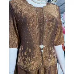 Đầm dự tiệc trung niên chất thun nhũ co giãn cực tốt, mịn ,hoa ép đá dáng vest che bụng dưới 80kg mặc đẹp