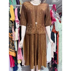 Đầm dự tiệc trung niên chất thun nhũ co giãn cực tốt, mịn ,hoa ép đá dáng vest che bụng dưới 80kg mặc đẹp