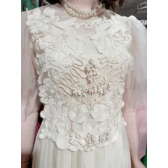 Đầm dập ly đính kết sang trọng Hàng có sẵn giao ngay Đủ size SML Màu kem Đúp lót 2 lớp Giá 420k