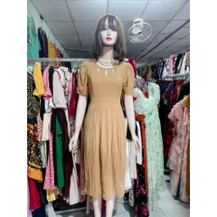 Đầm Xòe Dáng Dài Thiết Kế Cổ Đính Cườm Phong Cách Sang Trọng  Maù da  Giá 290k Hàng có sẵn giao ngay eo dưới 84 cm mặc