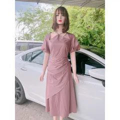 Váy cổ yếm ngắn tay tiểu thư tay bồng ảnh thật Có sẵn màu tím nhạt L Hàng có sẵn giao ngay Giá 290k Hàng chính phẩm