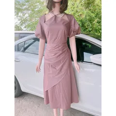 Váy cổ yếm ngắn tay tiểu thư tay bồng ảnh thật Có sẵn màu tím nhạt L Hàng có sẵn giao ngay Giá 290k Hàng chính phẩm